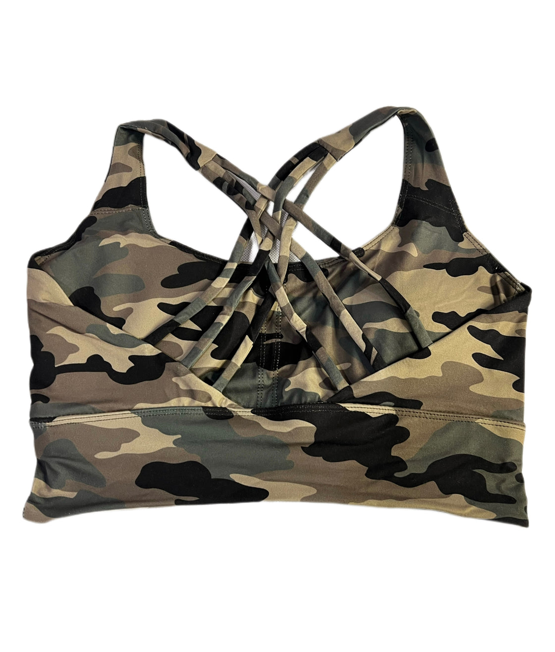 Camouflage Strappy Criss Cross Sports Bra