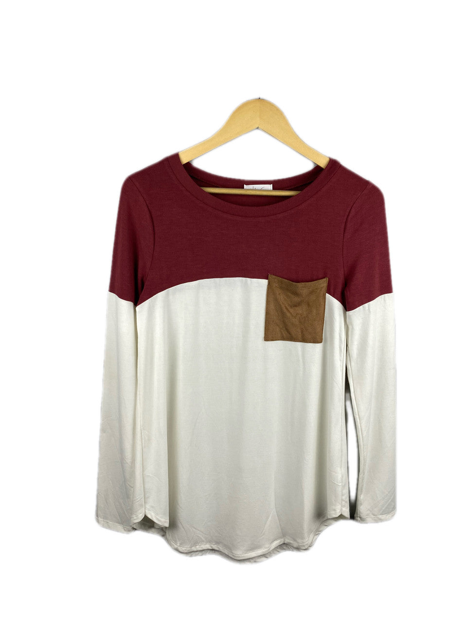 Patch and Pocket Shirt - Burgundy / Cream Combo